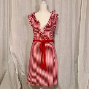 Eva Franco Striped Mini Dress in Red and White